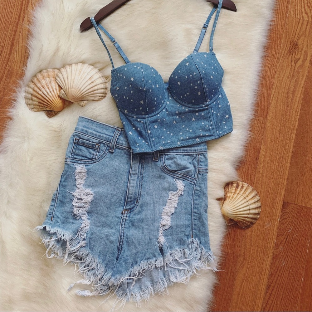 Denim Star-Spangled Bralette